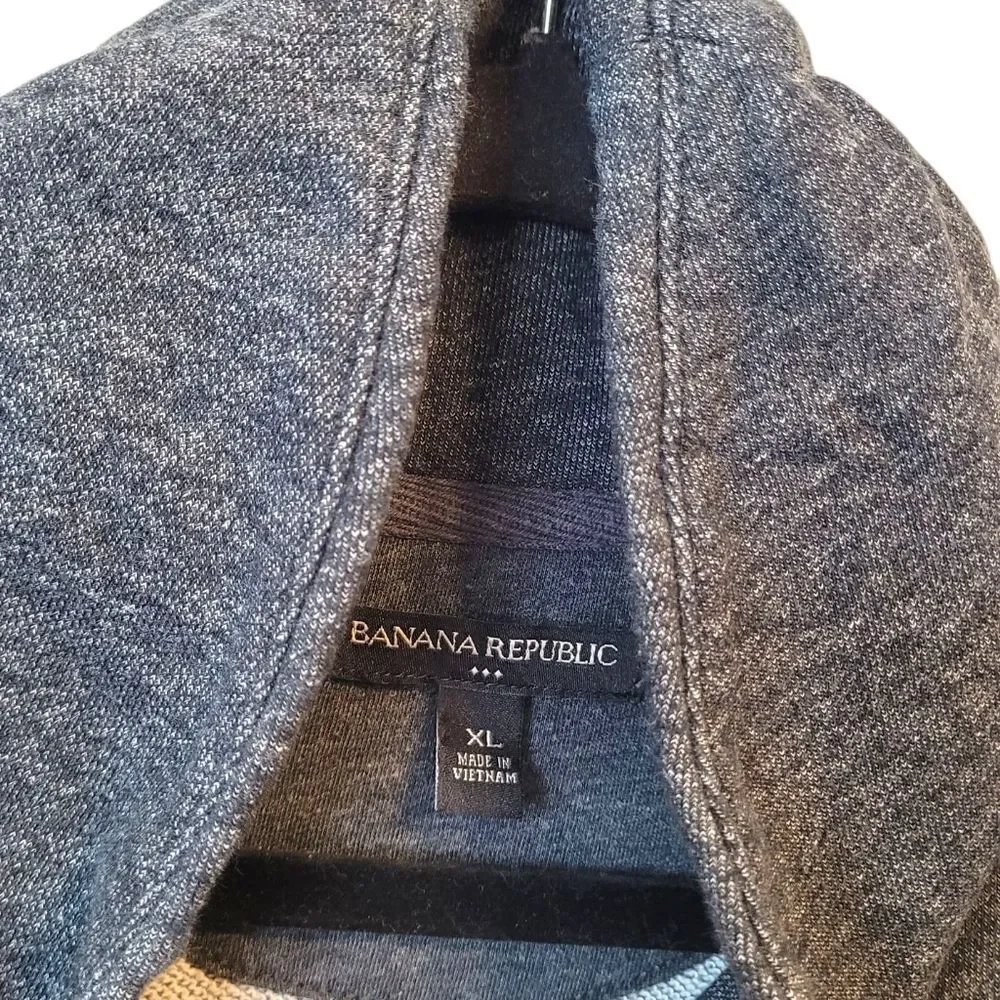 Banana Republic Men's Charcoal Grey Collared Sweatshirt Size XL